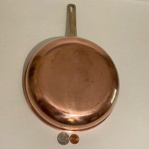 Vintage Copper and Brass Frying Pan, Sauce Pan, 15